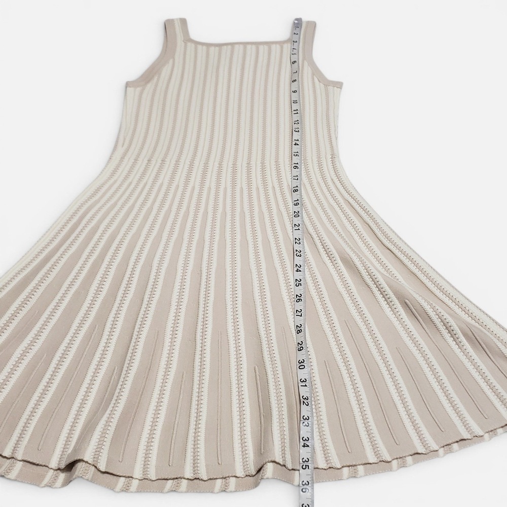 Lands End Womens Beige Striped Fit & Flare Knit Rib Texture Dress Oatmeal Sm 4-6 - Picture 10 of 10